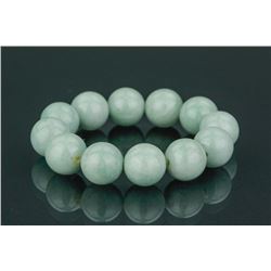 Chinese Pale Green Jadeite Bead Bracelet