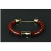 Image 2 : Pair of Chinese Agate Bangles with Gilt Clasps