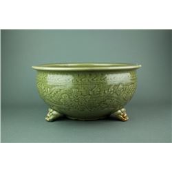 Ming Period Celadon Tripod Porcelain Basin