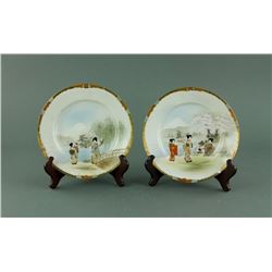 Pair of Japanese Satsuma Porcelain Plate Hayakawa