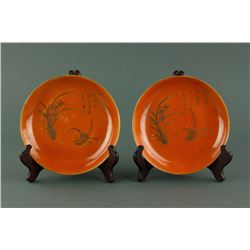 Chinese Copper Red Porcelain Saucer Tongzhi Mark