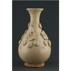Charming Chinese White Pottery Vase w Flowers