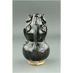 Chinese Black Glazed Dragon Porcelain Vase