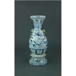 Chinese Blue & White Dragon Porcelain Vase