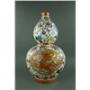 Gilt Famille Rose Porcelain Double Gourd Vase
