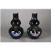 Pair Dark Blue Tri-lobed Porcelain Vase Kangxi