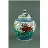 Image 1 : Chinese Wucai Porcelain Jar with Lid Tian Mark