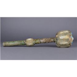 Chinese Tibetan Bronze Scepter Jade Turquoise