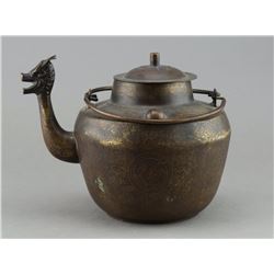 Chinese Bronze Teapot w Dragon Head Spout