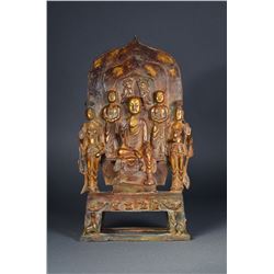 Chinese Western Wei Gilt Bronze Buddhist Stele