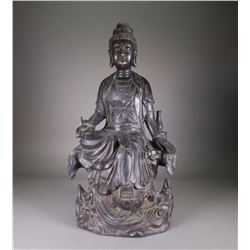 Chinese Bronze Guanyin Figure Qianlong Mark