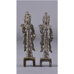 Pair of Tang Dynasty Bronze Buddhist Figures