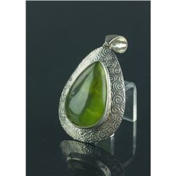 Chinese Green Amber With Frame Pendant