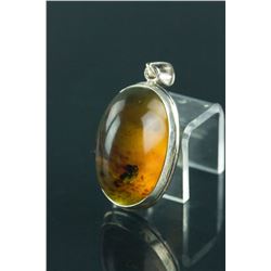 Chinese Brown Amber Pendant 925 Mark
