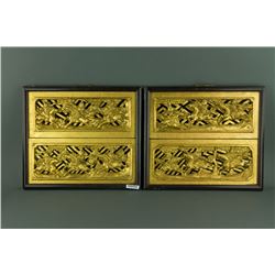 Pair Chinese Gilt Wood Carved Panels