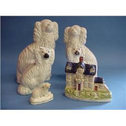 2 Pairs Staffordshire Style Spaniel Dog Figures A/F, And...