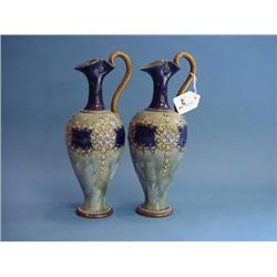 Pair Doulton Jug Vases (Both Repaired)...