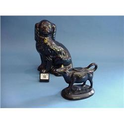 Black Staffordshire Style Fireside Spaniel Figure And Black...