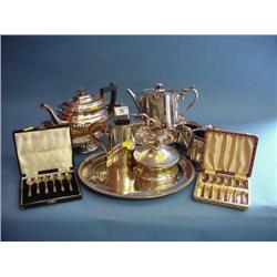 Quantity Silver Plated Ware To Include 2 Teapots, Sugar And Cream,...
