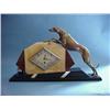 Image 1 : Art Deco Marble Mantel Clock With Pattenated Leaping Greyhound Figure...
