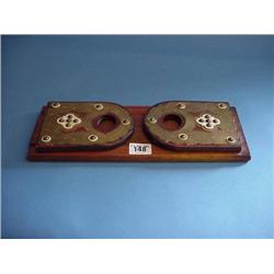 Folding Mahogany Bookrack With Ornate Brass And Ivory Mounts...