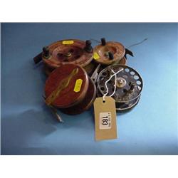 3 Wooden And Aluminium Reels Including One Alcock Reel...