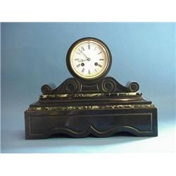 Quality Marble And Slate Mantel Clock With Pair Of Matching...