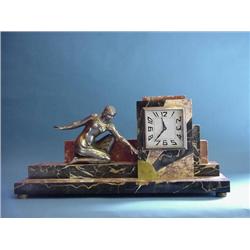 Art Deco Style Marble Mantel Clock With Classical Female Figure And...
