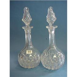 Pair Of Cut Glass Lead Crystal Spirit Decanters...