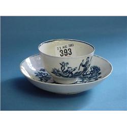 18th Cent. Blue And White Teabowl And Saucer (Possibly Lowestoft)...