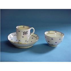 Caughley Trio (Cup, Teabowl And Saucer) Decorated With Small Blue...