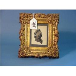 Silhouette Of Lady In Bonnet - Gilt Frame...