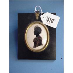 Silhouette Profile Of Lady (Plaque Damaged) In Original Black Frame...