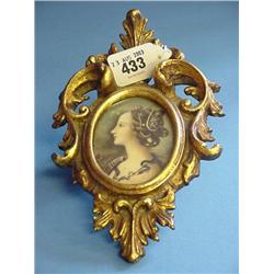 Miniature Portrait Of Lady In Gilt Frame...