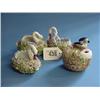 Image 1 : Three Mossware Swans (Two Repaired) And Birds Nest Inkwell...