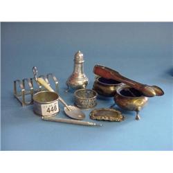 Silver Items - Pair Of Salts In Geo. Style On Three Feet Mark London...
