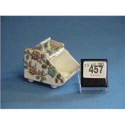 Miniature Porcelain Coal Scuttle With Floral Design...