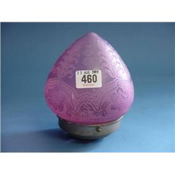 Small Cranberry Glass Etched Lamp Shade...