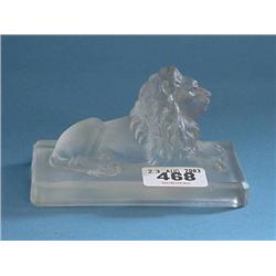 Frosted Glass Seated Lion Figure...