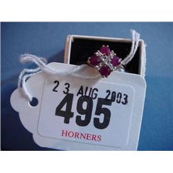 Ladies 9ct.Gold Ruby And Diamond Square Set Ring...