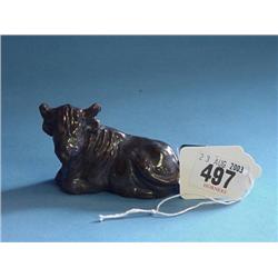 Primitive Pottery Salt Glazed Bull Figure Approx. 2" Height...