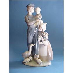 Lladro Figure Group "Lady In Rural Dress With Children And Ducks"...