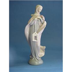 Lladro Figure "Woman With Headscarf And Flowers" Approx. 12.5" Height...