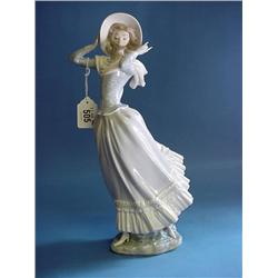 Lladro Figure "Wind Swept Well Dressed Lady" Approx. 14" Height (No....