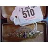Image 1 : 9ct.Gold Bar Brooch Set With Peridot And Amethyst...