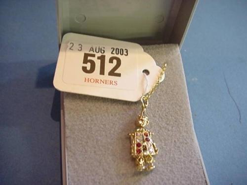 9ct.Gold Clown Necklace With Red And 