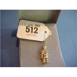 9ct.Gold Clown Necklace With Red And White Stones...