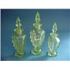 Image 1 : 3 Green Glass Graduated Scent Bottles...
