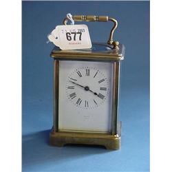 French Brass Cased Carriage Clock (With Key)...