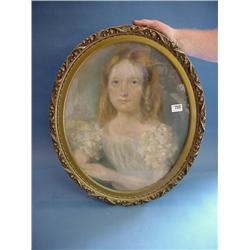Oval Portrait Of "Blonde Haired Young Girl" 19" X 15" (Extr.)...